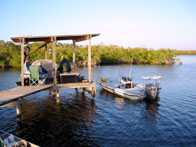 Sports fishing neighbors at South Joe River Chickee