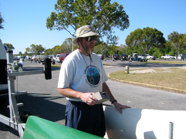 Doug preparing to place padding.