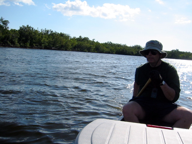 Doug steering and paddling the two man canoe