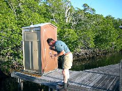 Jim brushing teeth at Oyster Bay Cheeckee.