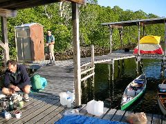 Doug preparing coffee at Oyster Bay