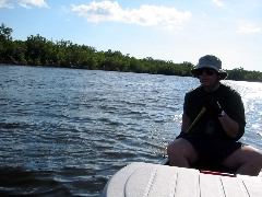 Doug steering and paddling the two man canoe